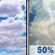 Thursday: A 50 percent chance of showers and thunderstorms after 1pm.  Partly sunny, with a high near 83. Southwest wind 10 to 15 mph, with gusts as high as 25 mph. 