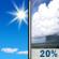 Sunday: A 20 percent chance of showers after 4pm.  Sunny, with a high near 96. Heat index values as high as 100. South wind around 5 mph becoming west in the afternoon. 
