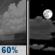 Tonight: Showers likely and possibly a thunderstorm before 7pm, then a slight chance of showers and thunderstorms between 7pm and 8pm.  Increasing clouds, with a low around 68. Southwest wind 5 to 10 mph.  Chance of precipitation is 60%. New precipitation amounts of less than a tenth of an inch, except higher amounts possible in thunderstorms. 