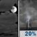 Tonight: A slight chance of showers and thunderstorms between 1am and 4am.  Mostly cloudy, with a low around 71. South wind around 5 mph.  Chance of precipitation is 20%.