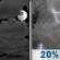Wednesday Night: A slight chance of showers between 1am and 4am, then a slight chance of showers and thunderstorms after 4am.  Increasing clouds, with a low around 74. South southwest wind 15 to 20 mph, with gusts as high as 25 mph.  Chance of precipitation is 20%.