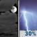 Tonight: A slight chance of showers between 1am and 4am, then a chance of showers and thunderstorms after 4am.  Mostly cloudy, with a low around 69. South wind 5 to 10 mph.  Chance of precipitation is 30%.