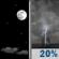 Thursday Night: A 20 percent chance of showers and thunderstorms after 1am.  Mostly clear, with a low around 72. South southwest wind around 5 mph. 