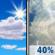 Today: A 40 percent chance of showers and thunderstorms after 1pm.  Mostly sunny, with a high near 89. Heat index values as high as 98. South wind around 5 mph. 
