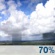 Saturday: A chance of showers before 10am, then a chance of showers and thunderstorms between 10am and 1pm, then showers likely and possibly a thunderstorm after 1pm.  Mostly sunny, with a high near 90. West southwest wind around 10 mph, with gusts as high as 20 mph.  Chance of precipitation is 70%.