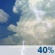 Thursday: A 40 percent chance of showers and thunderstorms, mainly after 1pm. Partly sunny, with a high near 84. Calm wind becoming north northeast around 5 mph. Thursday: A 40 percent chance of showers and thunderstorms, mainly after 1pm. Partly sunny, with a high near 84. Calm wind becoming north northeast around 5 mph.